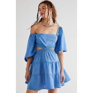 Free People Cross Of Sunlight Mini Dress in Blue